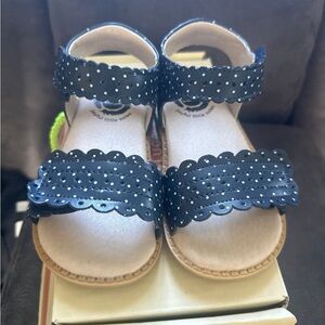 Livie & Luca Navy Polka Dot Kids Sandals